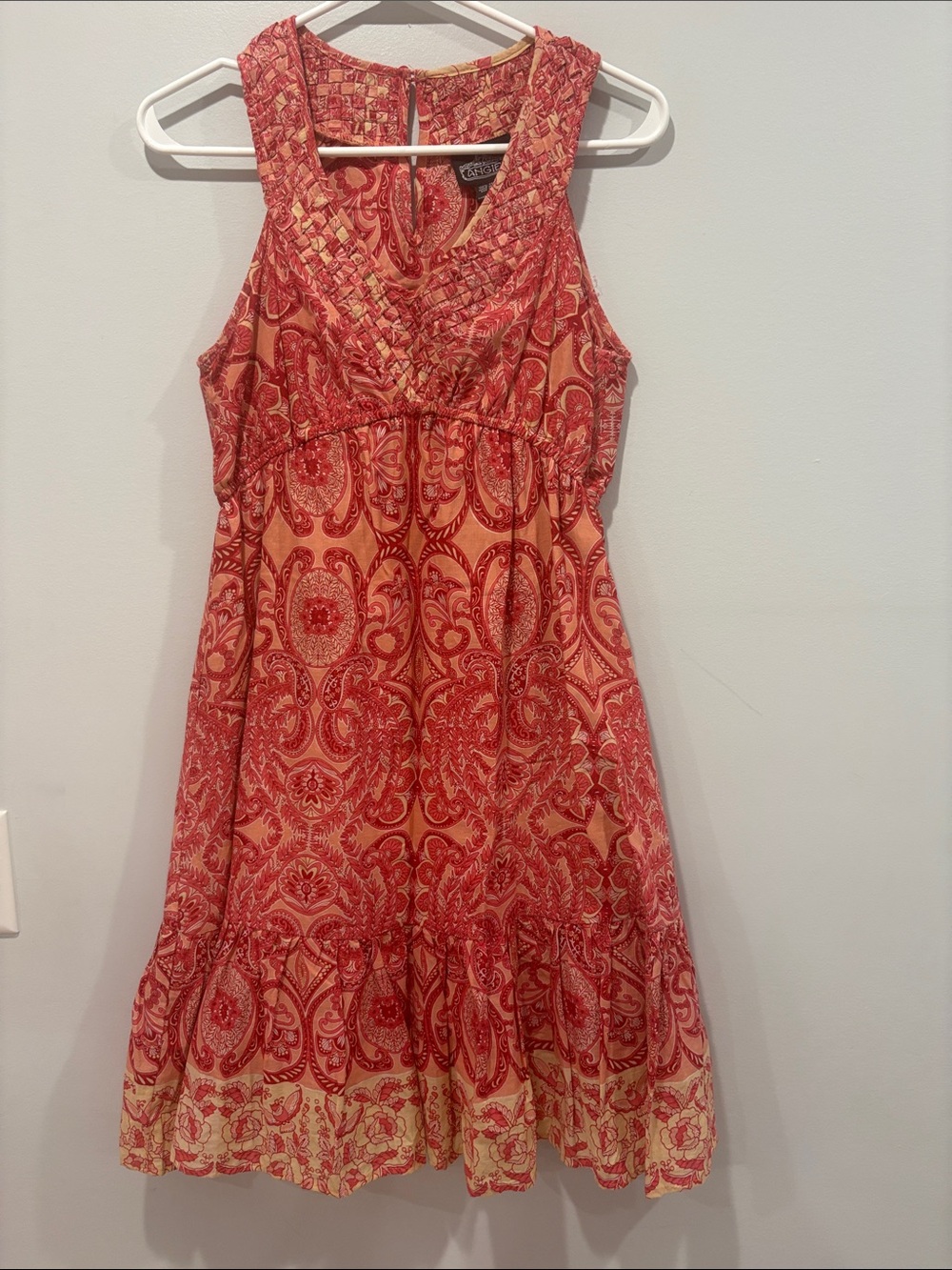 Angie Red Cream Paisley Sleeveless Mini Dress best for m ptp 18 length 37 NWOT